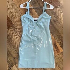Finesse Shiny Light Blue Mini Dress